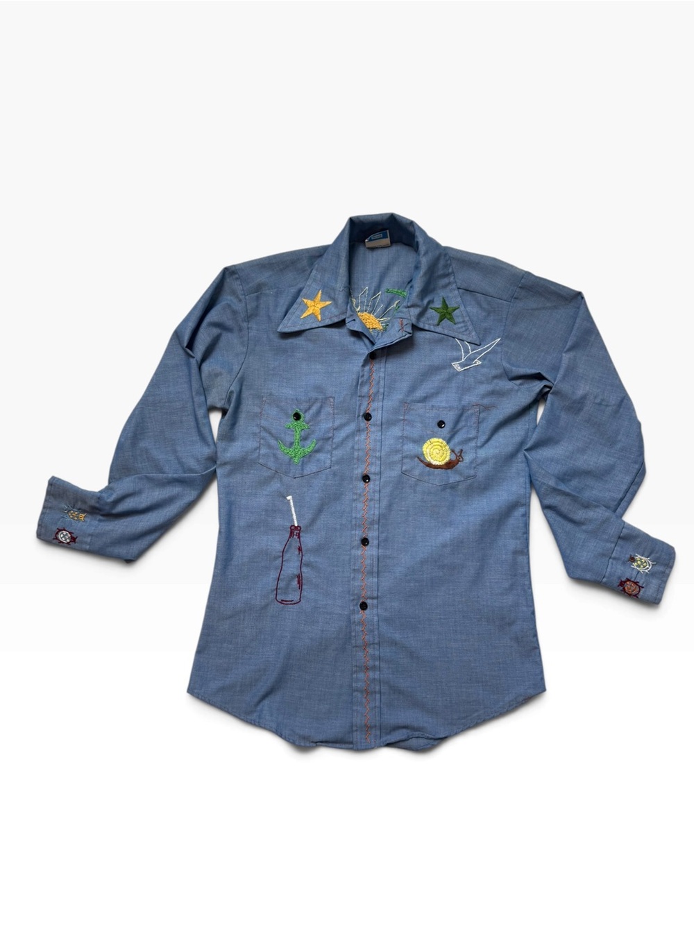 Vintage Hand Embroidered Button-Down Shirt